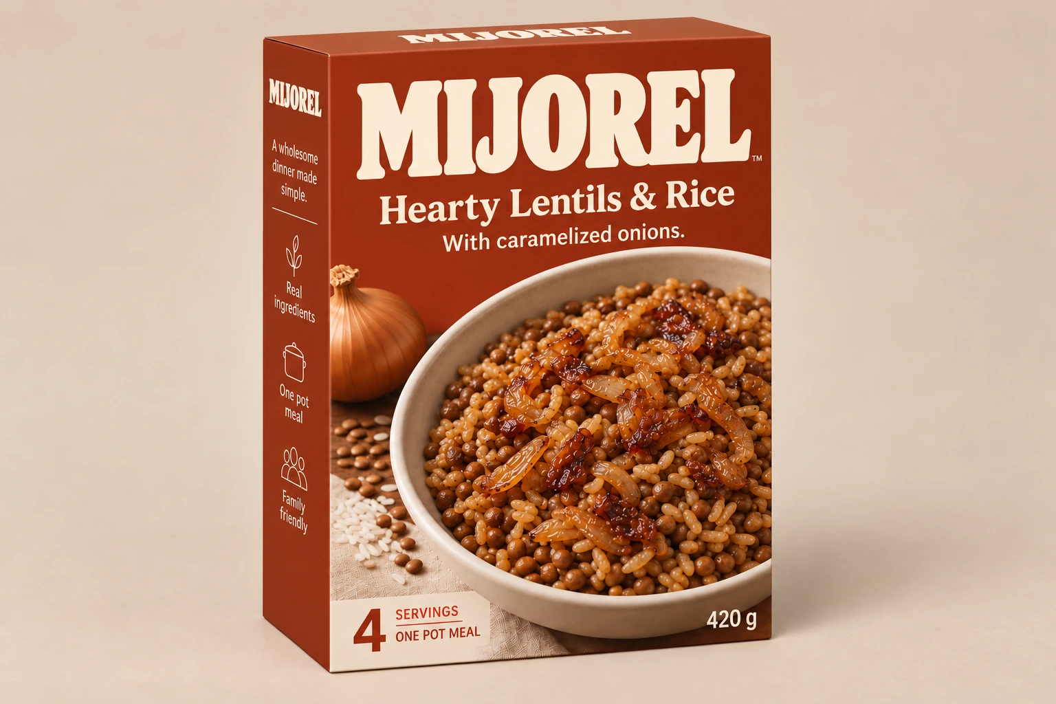 Mijorel Hearty Lentils and Rice with caramelized onions, 420 g, 4 servings